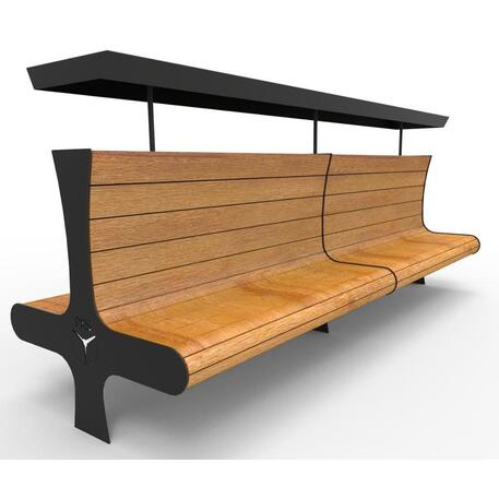 Двусторонняя металлическая скамейка со спинкой, изготовленная из древесины Ироко 'Premium Collection / STF/13-04-29_01/MDL'