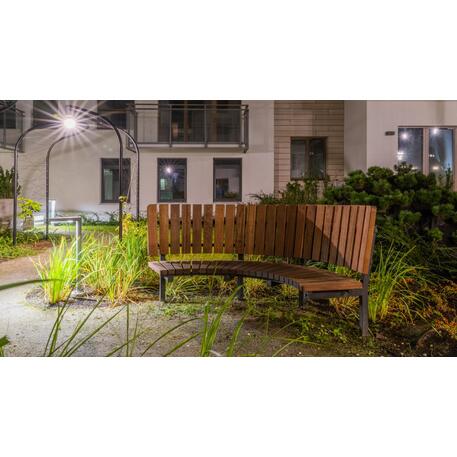 Металлическая скамейка со спинкой, изготовленная из древесины Ироко 'Premium Collection / STF/13-04-17_02/MDL'
