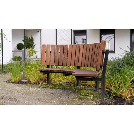 Металлическая скамейка со спинкой, изготовленная из древесины Ироко 'Premium Collection / STF/13-04-17_02/MDL'