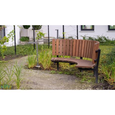 Металлическая скамейка со спинкой, изготовленная из древесины Ироко 'Premium Collection / STF/13-04-17_02/MDL'