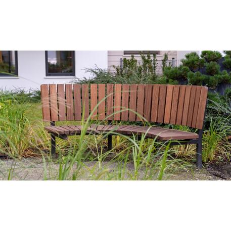 Металлическая скамейка со спинкой, изготовленная из древесины Ироко 'Premium Collection / STF/13-04-17_02/MDL'