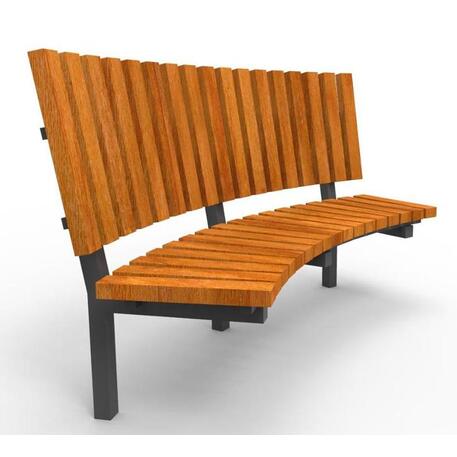 Металлическая скамейка со спинкой, изготовленная из древесины Ироко 'Premium Collection / STF/13-04-17_02/MDL'