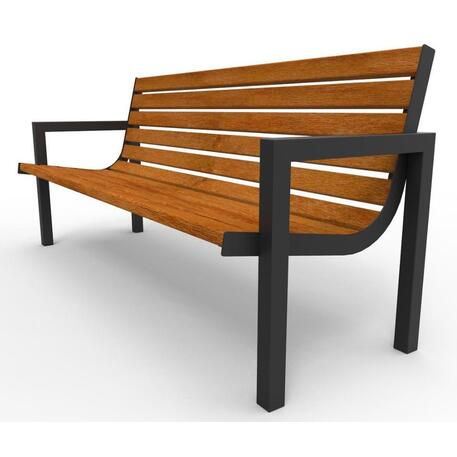 Metalinis suoliukas su atlošu, pagamintas iš Iroko medienos 'Premium / STF/06-04-09_01/MDL'