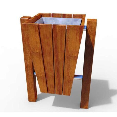 Metalinė šiukšliadėžė su Iroko medienos apdaila 'Exclusive / STF/04-07-03/MDL_65L'