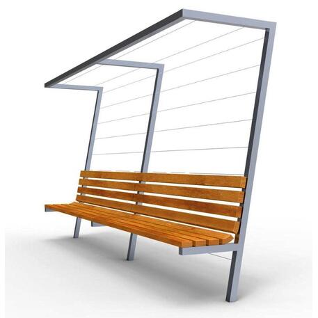 Metalinė pergolė ir metalinis suoliukas su atlošu, pagamintas iš Iroko medienos 'Premium / STF/04-03-02_02/MDL'