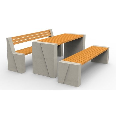 Betoninis pikniko stalas su suolais ir medinėmis sėdimomis dalimis 'BDS/SG100A_Picnic'