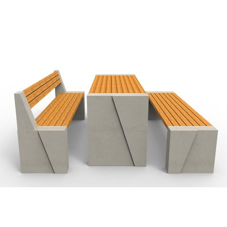 Betoninis pikniko stalas su suolais ir medinėmis sėdimomis dalimis 'BDS/SG100A_Picnic'