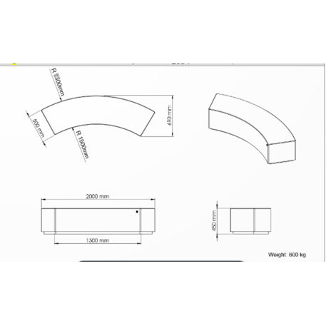 Modulinis betoninis suoliukas su natūralaus marmuro ir granito skalda (terrazzo), šlifuotu paviršiumi 'Premium / 200x69xH/45cm / BS-268-P'
