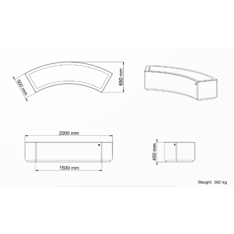 Pflanzkübel aus Beton '200x69xH/45cm / BS-268-L'