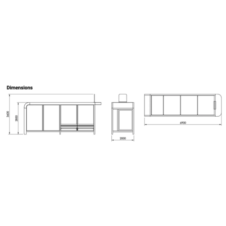 Autobusų stotelės stoginė, paviljonas 'BD/INTELI_WIT071.01/MDL'