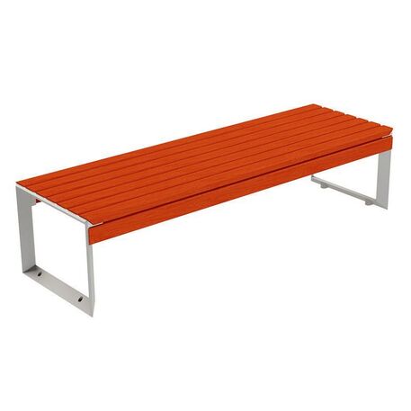 Metal bench without backrest made of Iroko wood 'Urbano 1209/MDL'