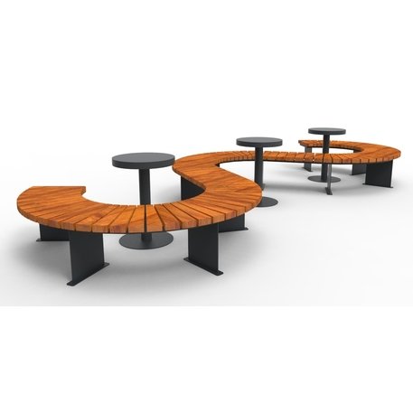 Металлическая скамейка без спинки, изготовленная из древесины Ироко 'Premium Collection / STF/13-04-41_02/MDL'