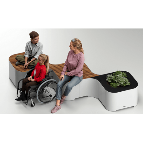 Metalinis suoliukas su vazonu, Okumè mediena 'Okume_608-3ML-F'