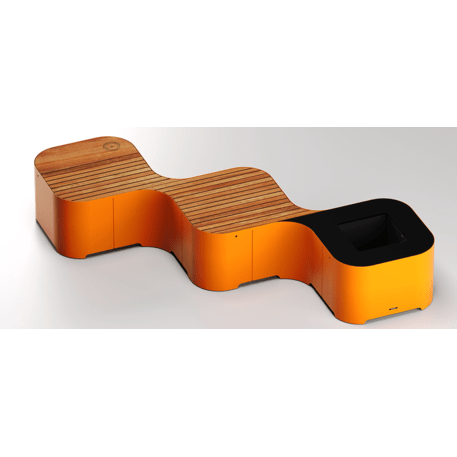 Metalinis suoliukas su vazonu, Okumè mediena 'Okume_608-3ML-F'