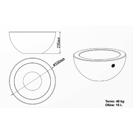 Apvalus betoninis terrazo vazonas (gėlinė) 'Premium / Ø50xH/23,5cm / BS-372'