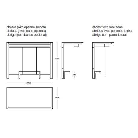 Autobusų stotelės laukimo paviljonas 'Polis / 300cm'