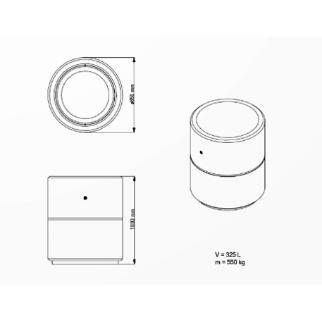 Apvalus betoninis vazonas – gėlinė, padengta smulkia granito skaldele 'Premium / Ø85xH/100cm_BS-382'