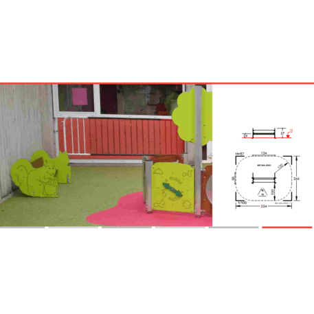 Spalvotas suoliukas vaikų žaidimo aikštelėms 'MO_BA-2003-02'