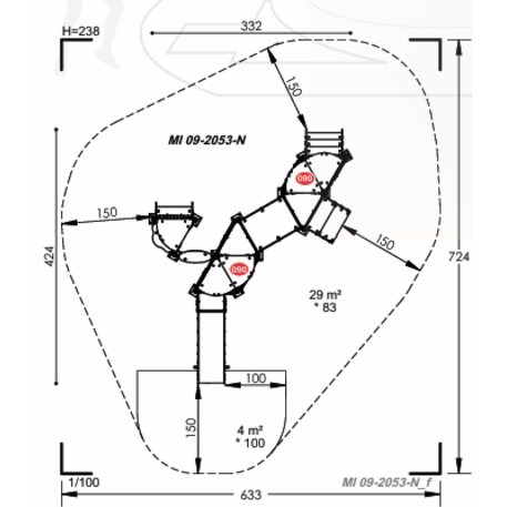 Žaidimų aikštelių kompleksas vaikams nuo 2 metų amžiaus – kolekcija 'MBG-2251_MI 09-2053-N22'