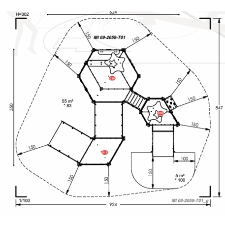 Žaidimų aikštelių kompleksas vaikams nuo 2 metų amžiaus – kolekcija 'MBG-2256_MI 09-2059-T01'