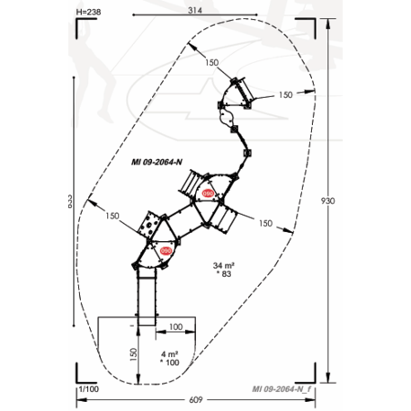 Žaidimų aikštelių kompleksas vaikams nuo 2 metų amžiaus – kolekcija 'MINI / 'MBG-2261_MI 09-2064-N22'
