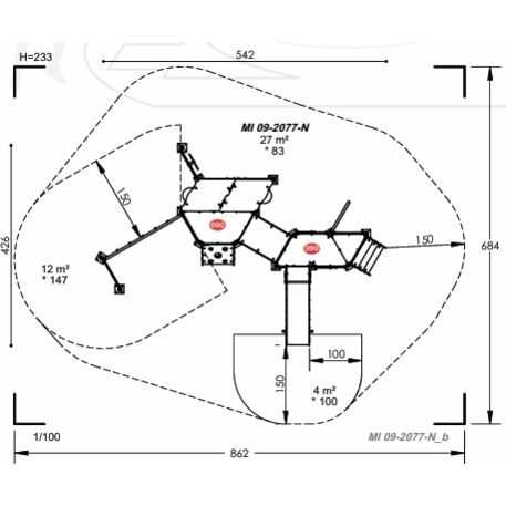 Žaidimų aikštelių kompleksas vaikams nuo 2 metų amžiaus – kolekcija 'MINI / MBG-2281_MI 09-2077-N22'