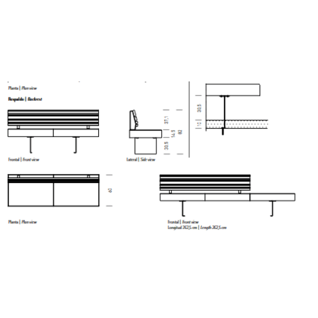 Betoninis modulinis suolas su arba be atlošo 'Premium / Pause 262,5cm'