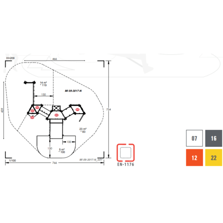 Žaidimų aikštelių kompleksas vaikams nuo 2 metų amžiaus – kolekcija 'MINI / MBG-2330_MI 09-3017-N22'