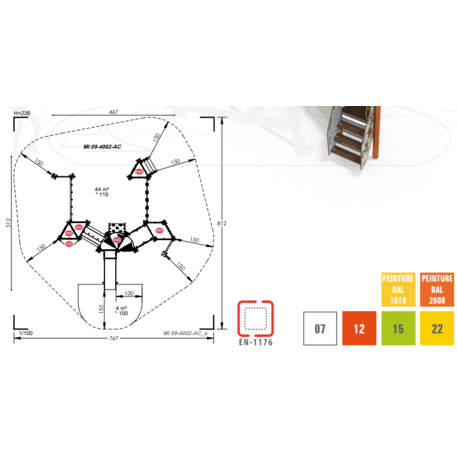 Žaidimų aikštelių kompleksas vaikams nuo 2 metų amžiaus – kolekcija 'MINI / MBG-2340_MI 09-4002-AC07'