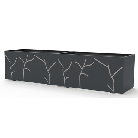 Metalinis lauko vazonas (gėlinė) su dekoratyviniais elementais šonuose '210x53,8xH/50,8cm'