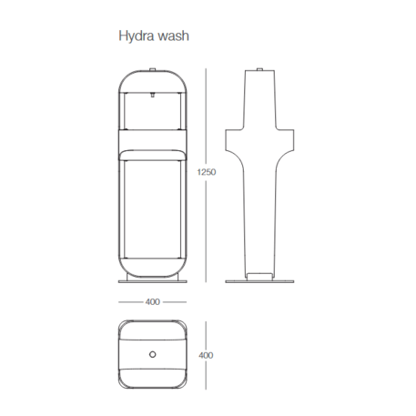 Metalinė geriamojo vandens kolonėlė su rankų plovimo funkcija 'Design Award 2024 / HYDRA Wash'