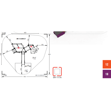 Complesso per parco giochi per bambini dai 2 anni – collezione 'MAXI / MBG-2413_MA 12-2053-O18'