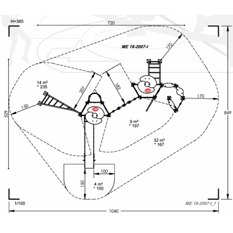 Комплекс детских площадок для детей от 2 до 12 лет – коллекция 'MEGA / MBG-2540_ME 18-2007-I05'