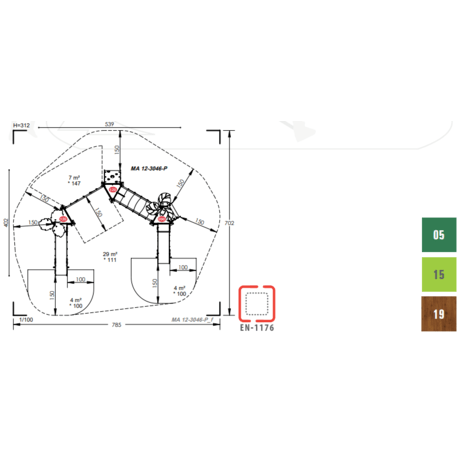 Žaidimų aikštelių kompleksas vaikams nuo 2 iki 10 metų amžiaus – kolekcija 'MAXI / MBG-2479_MA 12-3046-P15'