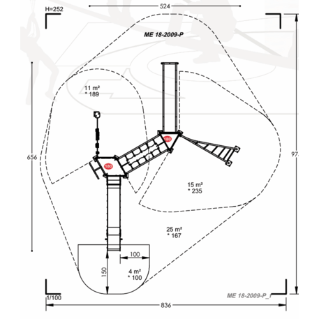 Комплекс детских площадок для детей от 2 до 12 лет – коллекция 'MEGA / MBG-2543_ME 18-2009-P15'
