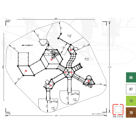 Kompleks placu zabaw dla dzieci od 2. roku życia – kolekcja 'MAXI / MBG-2505_MA 12-5001-P15'