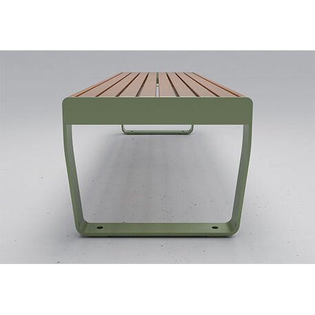 Metalinis suolas (suoliukas) be atlošo, pagamintas iš Iroko medienos 'Minu / 012145'