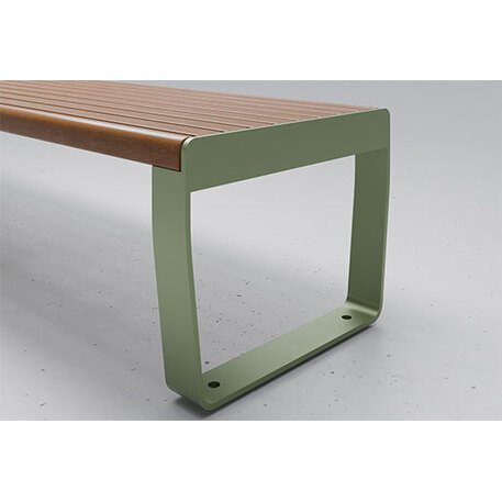 Metalinis suolas (suoliukas) be atlošo, pagamintas iš Iroko medienos 'Minu / 012145'