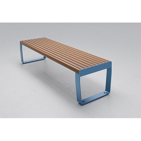 Metalinis suolas (suoliukas) be atlošo, pagamintas iš Iroko medienos 'Minu / 012145'