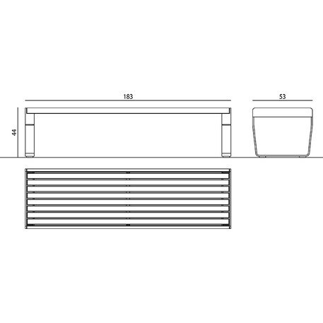 Metalinis suolas (suoliukas) be atlošo, pagamintas iš Iroko medienos 'Minu / 012145'