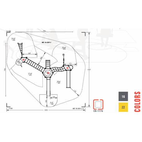 Žaidimų aikštelių kompleksas vaikams nuo 2 iki 12 metų amžiaus – kolekcija 'MEGA / MBG-2567_ME 18-3001-I22'