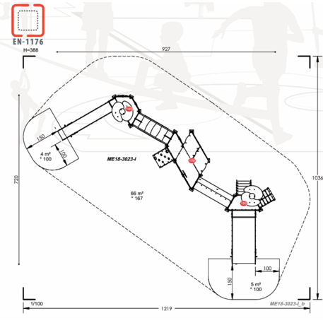 Žaidimų aikštelių kompleksas vaikams nuo 2 iki 12 metų amžiaus – kolekcija 'MEGA / MBG-2577_ME 18-3023-I22'