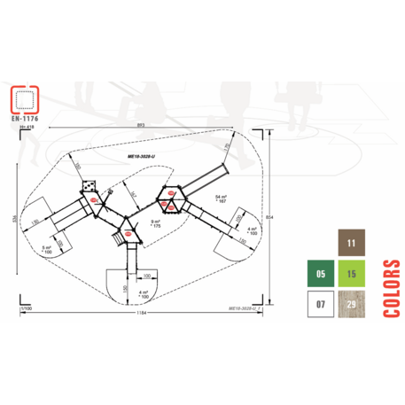 Žaidimų aikštelių kompleksas vaikams nuo 2 iki 12 metų amžiaus – kolekcija 'MEGA / MBG-2585_ME 18-3028-U29'