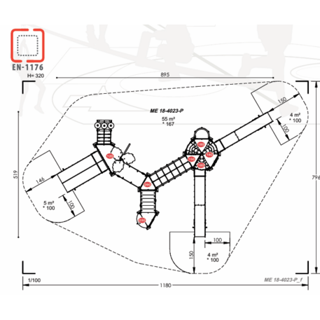 Žaidimų aikštelių kompleksas vaikams nuo 2 iki 12 metų amžiaus – kolekcija 'MEGA / MBG-2616_ME 18-4023-P15'