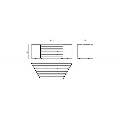 Modulinis metalinis suolas (suoliukas) be atlošo, pagamintas iš Iroko medienos 'Hexie Urban design / 001297'
