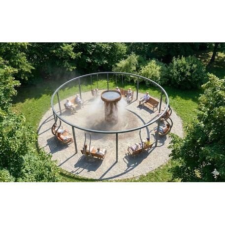 Lauko druskų kambarys (Haloterapija) su pergole, supynėmis ir suolais iš iroko medienos 'Premium Collection / STF/27-31-04_01/MDL'