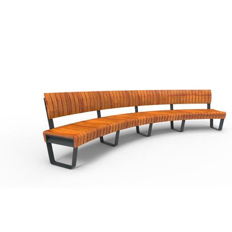 Lenktas arba tiesus metalinis suolas (suoliukas) su / be atlošo, pagamintas iš Iroko medienos 'Premium Collection / STF/26-04-17/MDL'