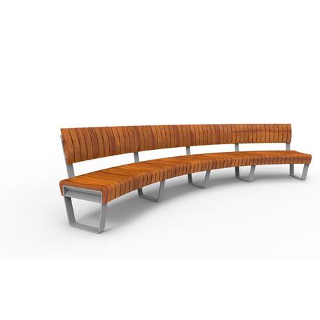 Lenktas arba tiesus metalinis suolas (suoliukas) su / be atlošo, pagamintas iš Iroko medienos 'Premium Collection / STF/26-04-17/MDL'