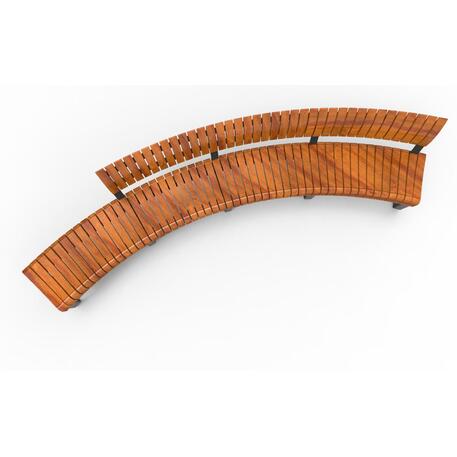 Lenktas arba tiesus metalinis suolas (suoliukas) su / be atlošo, pagamintas iš Iroko medienos 'Premium Collection / STF/26-04-17/MDL'