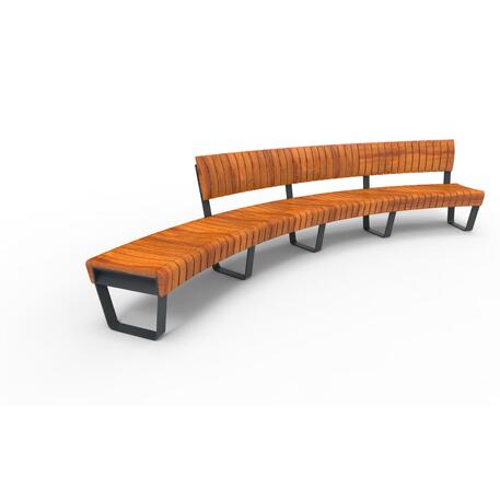 Lenktas arba tiesus metalinis suolas (suoliukas) su / be atlošo, pagamintas iš Iroko medienos 'Premium Collection / STF/26-04-17/MDL'